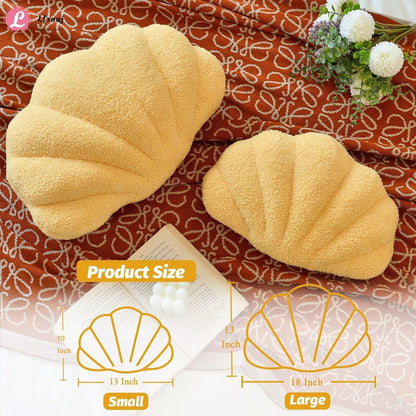 Lfsaaj Yellow Seashell Throw Pillows, Shell Shaped Throw Pillows, 13 Inch Soft Home Decorative Pillow Plush Cushion for Bed Couch Living Sofa Room Decor Accent Throw Pillow