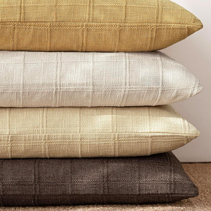 Foindtower Set of 1 Decorative Linen Check Throw Pillow Cover Neutral Farmhouse Lumbar Cushion Cover Modern Boho Accent Home Decor for Sofa Chair Couch Bedroom Living Room,12×20 Inch,Light Yellow