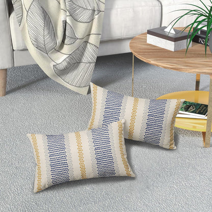 Blue Yellow Pillow Covers 12x20 Set of 2 Gray Grey Dot Print Striped Rectangle Decorative Outdoor Pillowcases Boho Rustic Farmhouse Decorative Throw Cushion Case Decor for Couch Sofa Bed