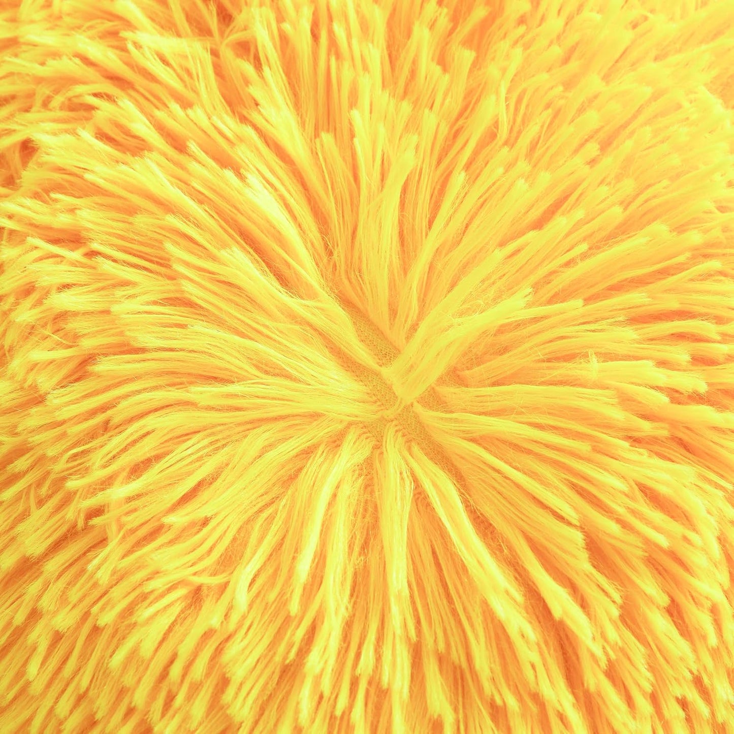 Plush Yellow Throw Pillow Cases Ultra Soft Fuzzy Fluffy Throw Pillow Covers with Furry Texture and Shaggy Touch, Faux Fur Cushion Shams for Sofa or Bed, Set of 2 with Zipper 18"x18"