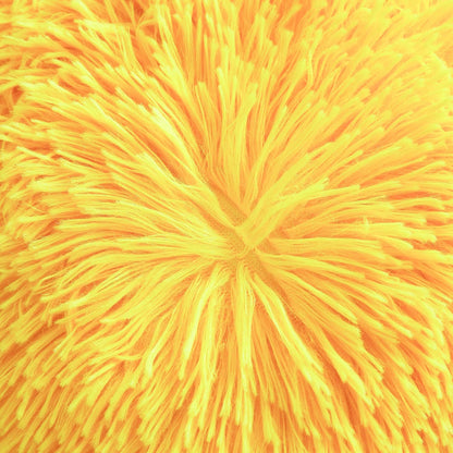 Plush Yellow Throw Pillow Cases Ultra Soft Fuzzy Fluffy Throw Pillow Covers with Furry Texture and Shaggy Touch, Faux Fur Cushion Shams for Sofa or Bed, Set of 2 with Zipper 18"x18"