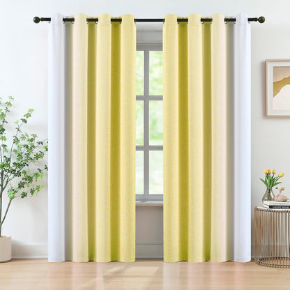 Yellow Ombre Blackout Curtains 84 Inch Long for Girls Bedroom, Gradient Energy Efficient Curtain Drapes for Living Room Bedroom Full Blackout Window Panels with Grommets for Home Decor, 52"W, 2 Panels