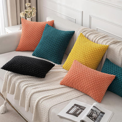 MIULEE Pack of 2 Decorative Throw Pillow Covers 18x18 Inch Soft Boho Striped Textured Corduroy Pillow Covers Modern Farmhouse Home Decor for Couch Bed Sofa Living Room Mustard Yellow