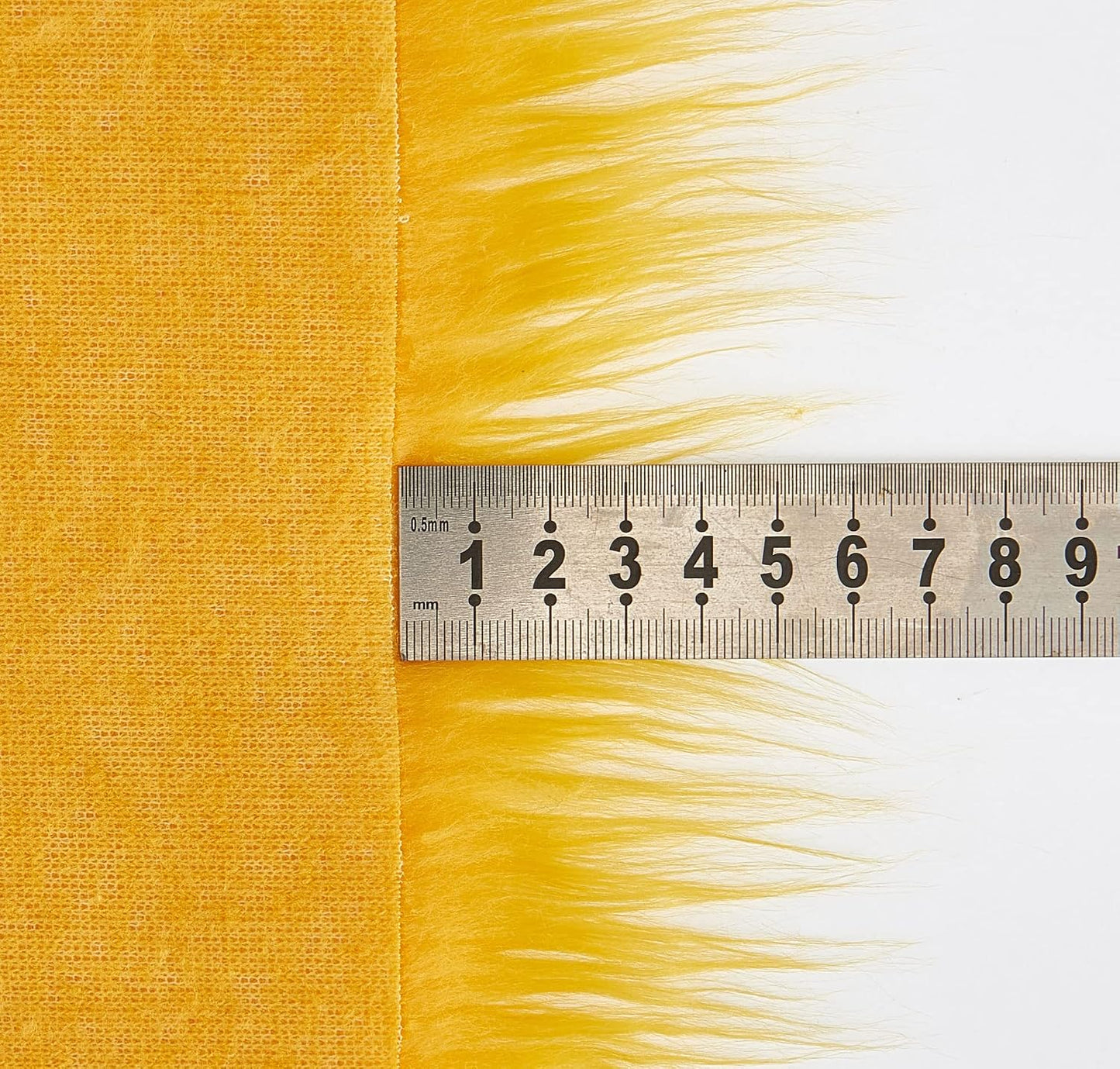 Shaggy Plush Faux Fur Fabric Precut Strips Fluffy Fuzzy Craft Fur for Gnomes Beard Hair Cosplay Costume Dwarf Decoration (Yellow, 2x60 inch)