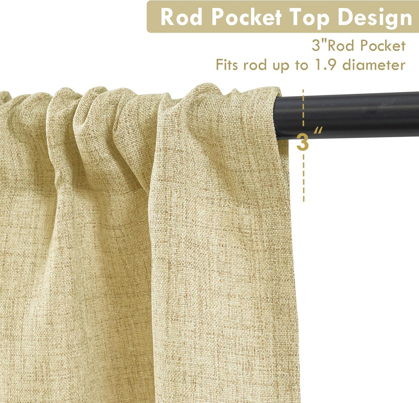 DriftAway Linen Textured Curtain Valances for Windows Light Filtering 3 Inch Rod Pocket Farmhouse Country Rustic Kitchen Valances for Bedroom Living Room Bathroom 14 inch Length Yellow