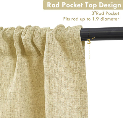 DriftAway Linen Textured Curtain Valances for Windows Light Filtering 3 Inch Rod Pocket Farmhouse Country Rustic Kitchen Valances for Bedroom Living Room Bathroom 14 inch Length Yellow