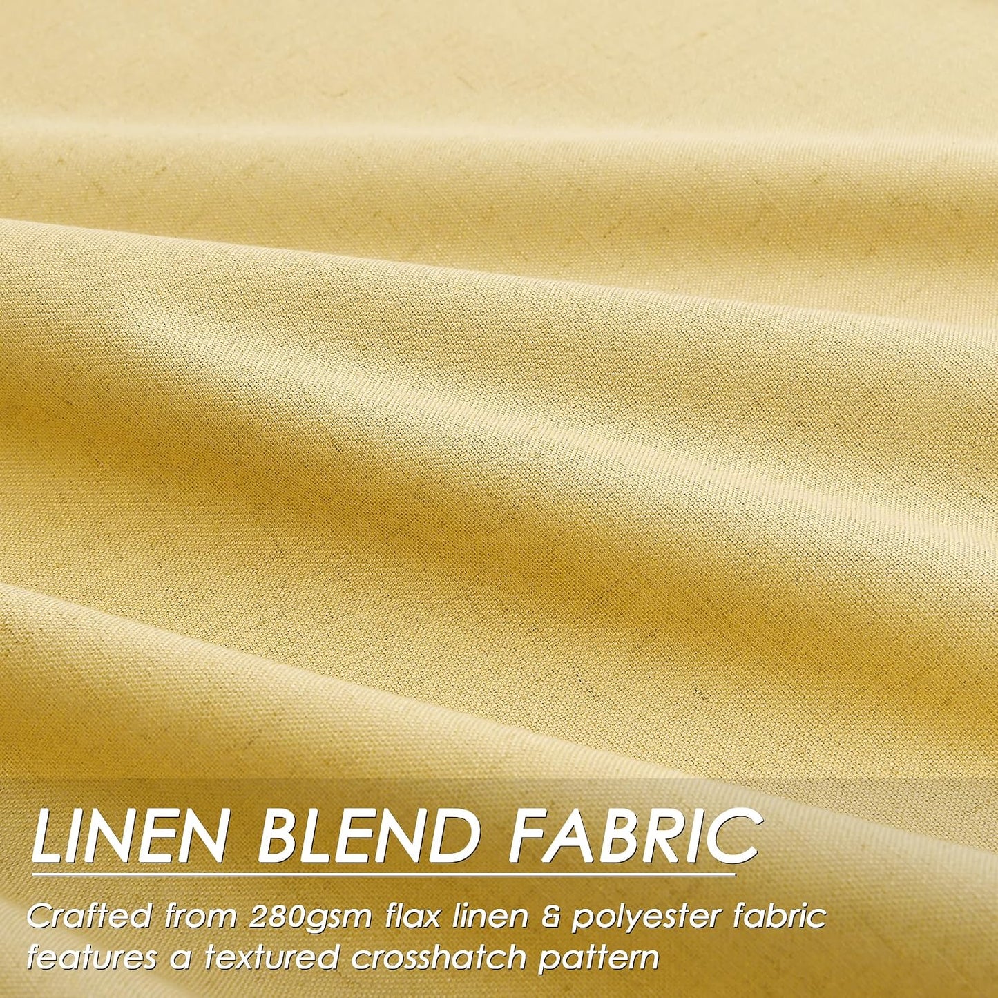 Nanspring Gold Yellow 100% Blackout Linen Curtains 84 Inch Length 2 Panels Set for Bedroom Back Tab Modern Farmhouse Decor Black Out Curtain for Living Room Office Thermal Insulated Drapes 52x84