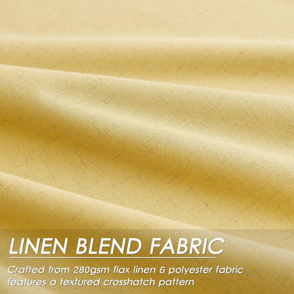 Nanspring Gold Yellow 100% Blackout Linen Curtains 84 Inch Length 2 Panels Set for Bedroom Back Tab Modern Farmhouse Decor Black Out Curtain for Living Room Office Thermal Insulated Drapes 52x84