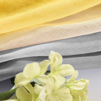 KOUFALL Yellow Sheer Curtains 84 Inches Long for Living Room, Summer Decor Grommet Ombre Printed Pattern Curtains for Bedroom Dining Room 84 Inch Length 2 Panels Set, Yellow and Grey