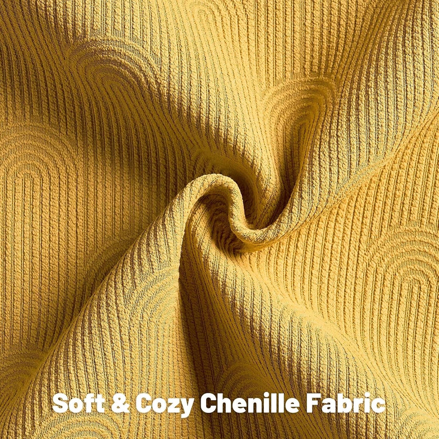 FUTEI Pack of 2 Chenille Decorative Throw Pillow Covers 22x22 Inch,Soft Cozy Striped Geometric Patterns Cushion Case,Modern Home Decor for Couch Bed Living Room,Mustard Yellow