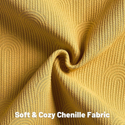 FUTEI Pack of 2 Chenille Decorative Throw Pillow Covers 22x22 Inch,Soft Cozy Striped Geometric Patterns Cushion Case,Modern Home Decor for Couch Bed Living Room,Mustard Yellow