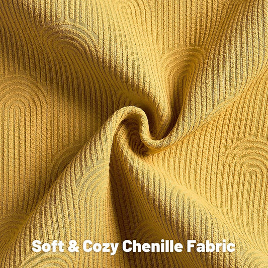 FUTEI Pack of 2 Chenille Decorative Throw Pillow Covers 22x22 Inch,Soft Cozy Striped Geometric Patterns Cushion Case,Modern Home Decor for Couch Bed Living Room,Mustard Yellow