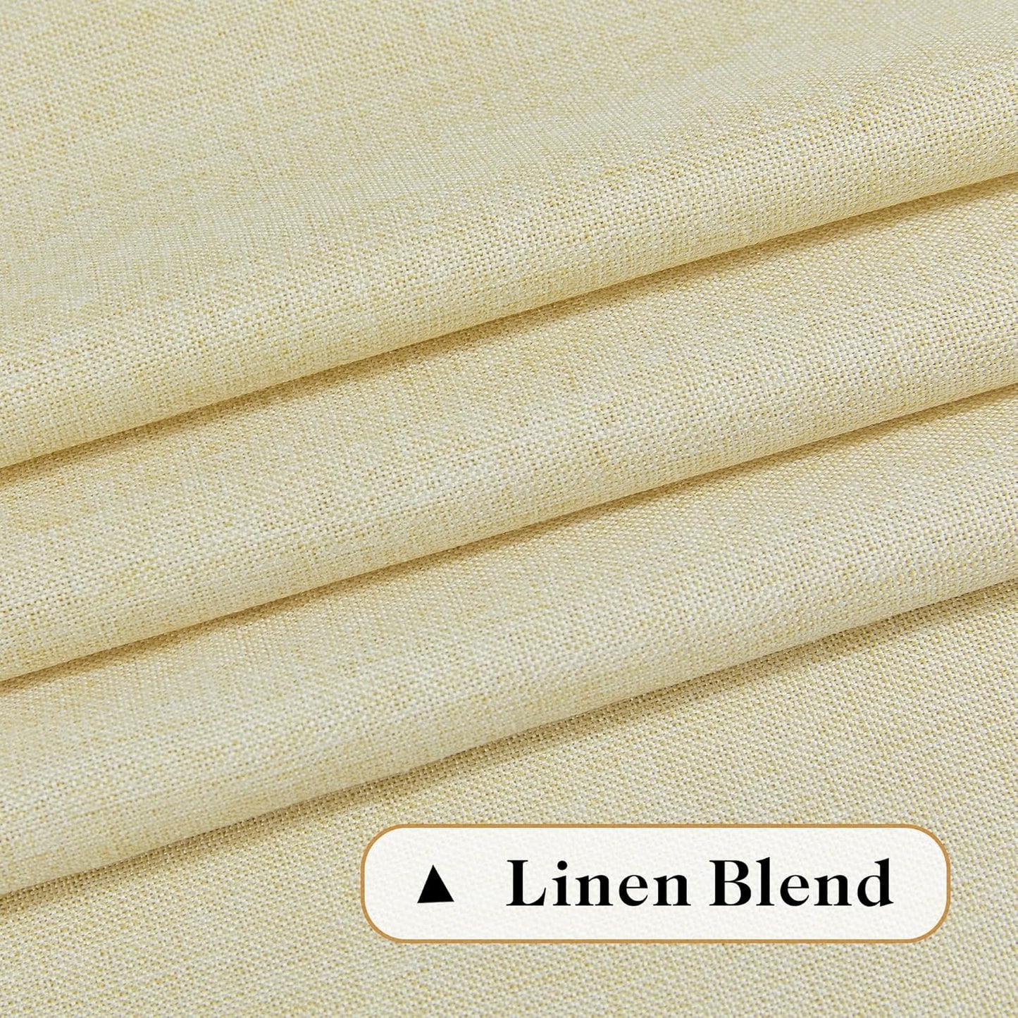 DONREN Back Tab and Rod Pocket Linen Curtains 102 Inch Length 2 Panels Set, Light Filtering Semi Sheer Farmhouse Boho Curtains & Drapes for Bedroom Living Room, W50 x L102，Light Yellow