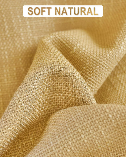 Mustard Yellow Linen Window Curtain Panels with Grommets 52 inches Width 84 inches Length Set of 2,Natural, DIY Home Decor Drapes for Multiple Rooms