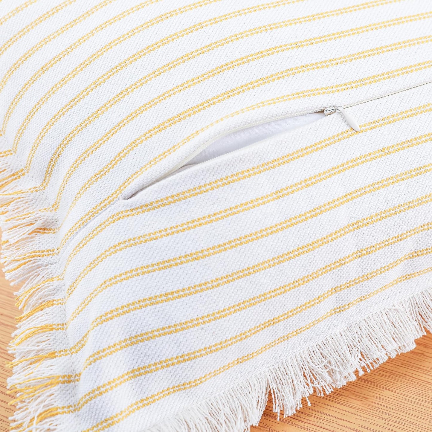 PANOD Decorative Boho Long Lumbar Pillow Cover 12x24,Super Soft Cotton Modern Long Rectangle Pillow Cover Pillow Case for Bed Sofa Couch Farmhouse Livingroom,Yellow