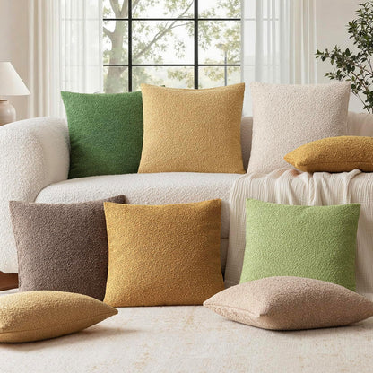 Foindtower Pack of 2 Textured Boucle Throw Pillow Covers Accent Solid Decorative Lumbar Pillow Cases Cozy Couch Cushion Case for Chair Sofa Bedroom Living Room Home Decor 12x20 Inch Light Yellow