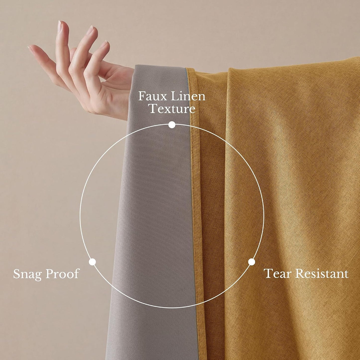 NICETOWN Full Blackout Mustard Yellow 96" Long Curtains for Living Room, 52" W Grommet Farmhouse Drapes Insulated Flax Textured Full Light Blocking Window Draperies for Bedroom, 2 Panels Set