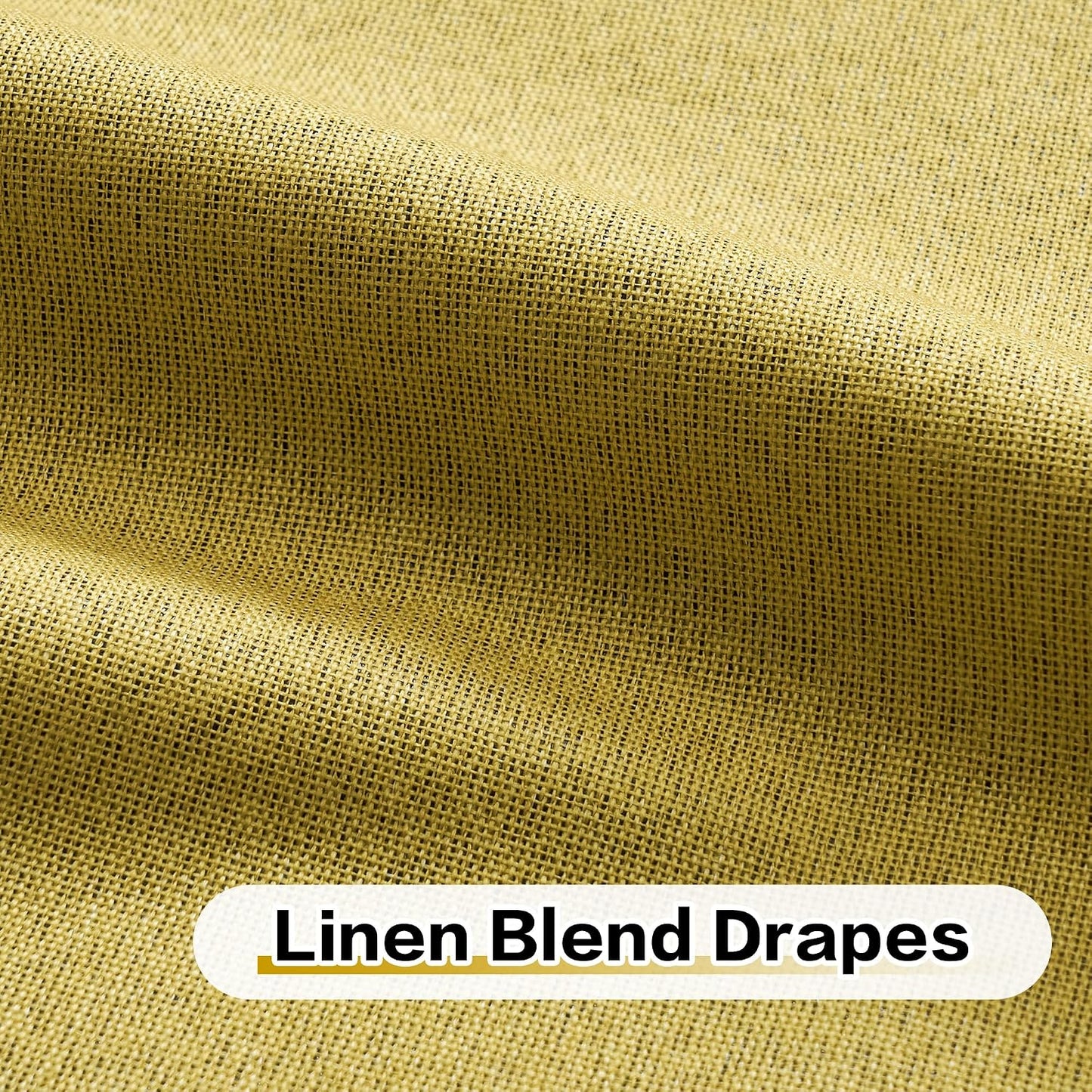 Gold Yellow Pinch Pleated Curtains 84 Inch Length Full Blackout Linen Blend Window Curtains for Living Room Bedroom Thermal Insulated Room Darkening Drapes 1 Panel 60"x84"