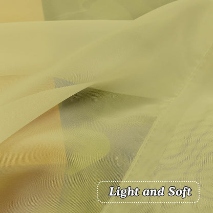 OVZME Mustard Yellow Half Window Sheer Curtains, Modern Top Dual Rod Pocket Light Filtering Voile Drapes for Small Window Cafe Sheer Curtains 2 Panels, 42W x 14L Inch