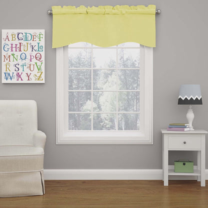 ECLIPSE Kendall Modern Scalloped Valance Rod Pocket Window Curtain for Kitchen or Bathroom, 42" x 18", Lemon