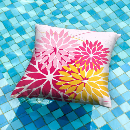 DFXSZ Outdoor Pillow Covers - 20x20 Inch Set of 2 Pink Yellow Flower Decorative Waterproof Summer Pillow Covers for Patio Furniture, Garden Couch