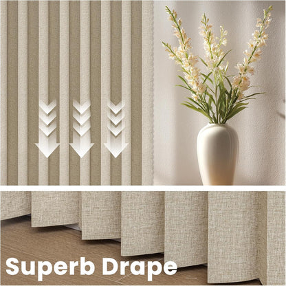 AJAZZ Blackout Accordion Door Curtain 98"x78" Cream Yellow - Magnetic Folding Room Divider, No-Drill Sliding Patio Closet