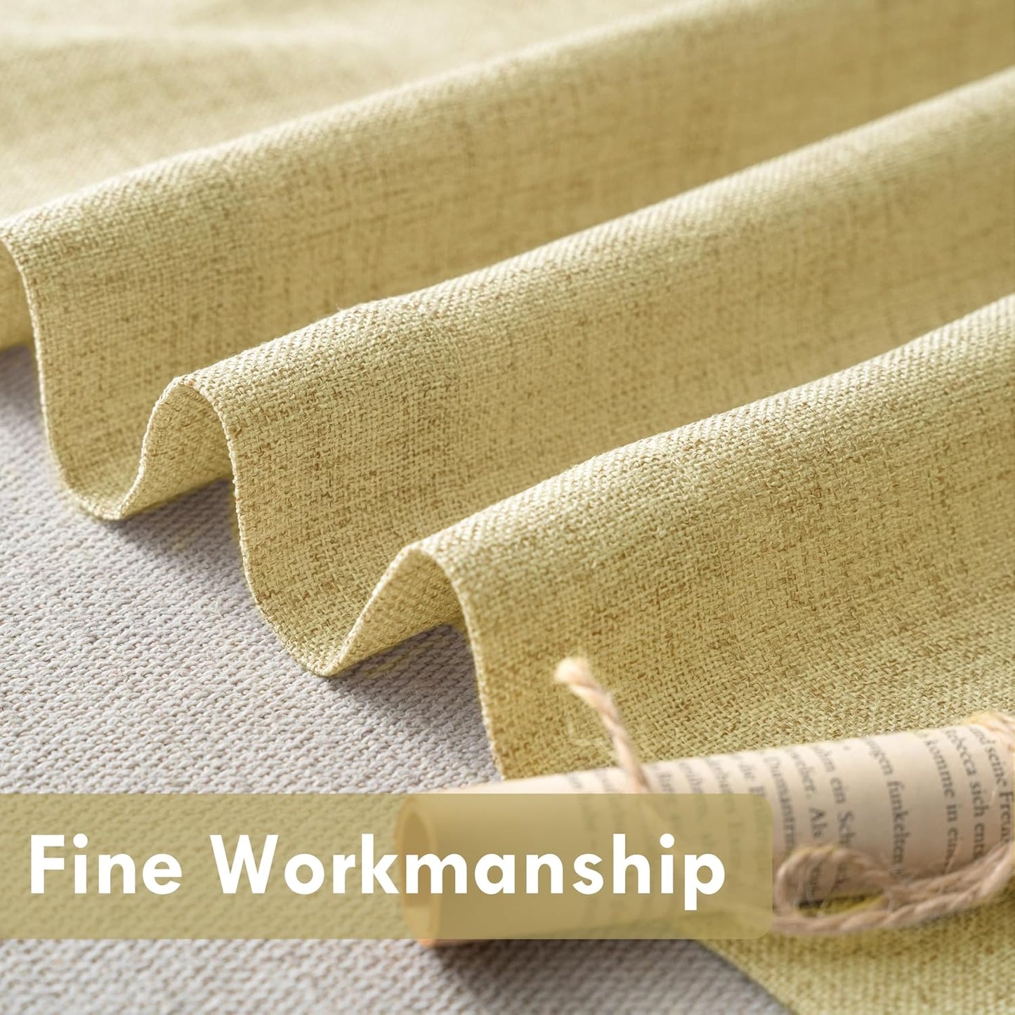 DriftAway Linen Textured Curtain Valances for Windows Light Filtering 3 Inch Rod Pocket Farmhouse Country Rustic Kitchen Valances for Bedroom Living Room Bathroom 14 inch Length Yellow