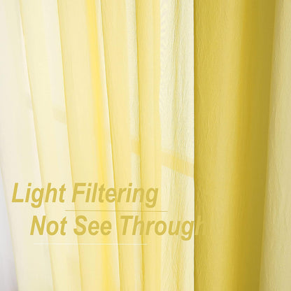 1 Piece Ombre Chiffon Sheer Window Scarf Valance Curtain 18ft for Living Room Bedroom Decor, 216 Inch Long Crinkle Soft Window Sheer Voile Valance for Holiday, Wedding Party Decor, Yellow, 52"W