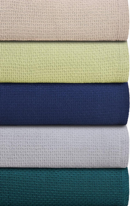 BOUTIQUO 100% Cotton Bed Blanket, Breathable Thermal Blanket Twin Size, Soft Honeycomb Waffle Blanket 60"x90", Cotton Bed Blanket, Perfect for Layering Any Bed for All Season, Mustard Yellow
