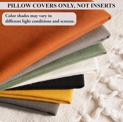RELY+ Cotton Throw Pillow Covers 20x20 Inch Set of 2 Yellow Decorative Zippered Cases for Couch Bedroom Sofa Living Room Decoration Gifts Outdoor & Indoor Square Pillow Cases
