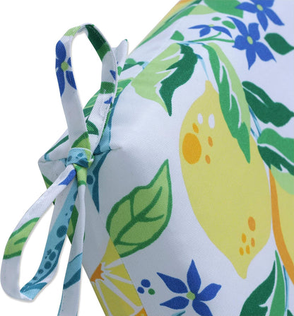 Pillow Perfect Outdoor/Indoor Lemon Tree Yellow Square Corner Chair Cushion, 36.5" x 18"