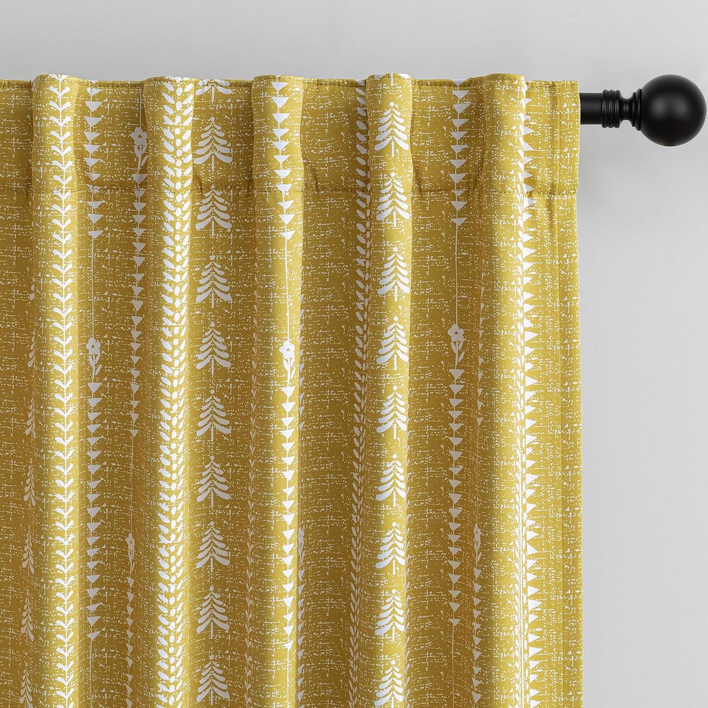 MEETSKY Yellow Blackout Curtains 84 inch Long - Printed Farmhouse Bohemian 95% Room Darkening Thermal Insulated Drapes for Bedroom Living Room, Back Tab, 50" Wide Each Panel, 2 Panels
