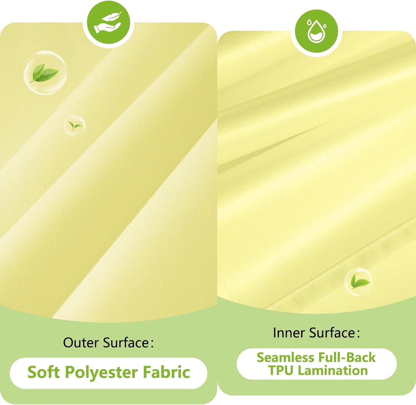 Waterproof Soft Microfiber Shower Curtain TPU Backed Lightweight, Bright Yellow Fabric Shower Curtain Liner with 2 Large Magnets, 72 x 72 Inch Hotel Quality Cloth Bathroom Curtain Washable
