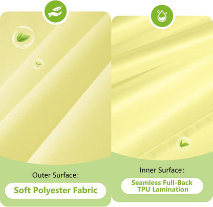 Waterproof Soft Microfiber Shower Curtain TPU Backed Lightweight, Bright Yellow Fabric Shower Curtain Liner with 2 Large Magnets, 72 x 72 Inch Hotel Quality Cloth Bathroom Curtain Washable