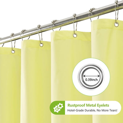 Waterproof Soft Microfiber Shower Curtain TPU Backed Lightweight, Bright Yellow Fabric Shower Curtain Liner with 2 Large Magnets, 72 x 72 Inch Hotel Quality Cloth Bathroom Curtain Washable