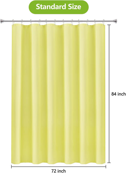Waterproof Soft Microfiber Shower Curtain TPU Backed Lightweight, Bright Yellow Fabric Shower Curtain Liner with 2 Large Magnets, 72 x 72 Inch Hotel Quality Cloth Bathroom Curtain Washable