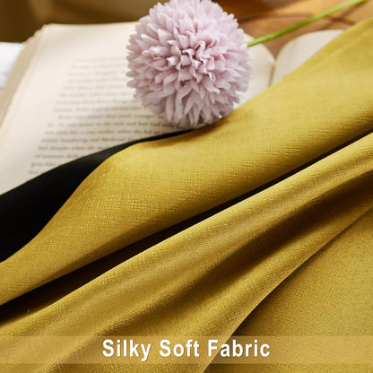 Mustard Yellow Blackout Curtains for Bedroom and Living Room 2 Panels Set 52 inches Wide 84 inches Length Thermal Insulate Curtains, Cold or Heat and Full Light Blocking Curtains