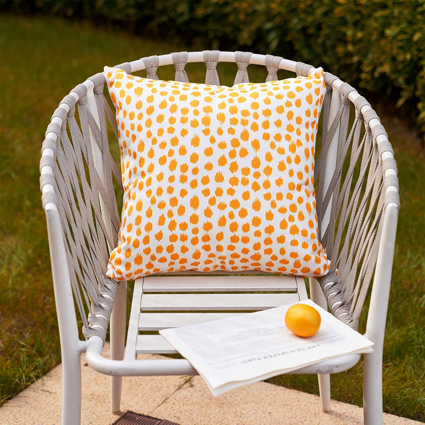 Allorry Outdoor Pillow Covers 18x18 Set of 2 Boho Design Yellow Polka Dot Decorations Pillows Summer Outdoor Waterproof Patio Furniture Garden Porch Sofa Bed Cushion Covers Home Decor JB001-A18