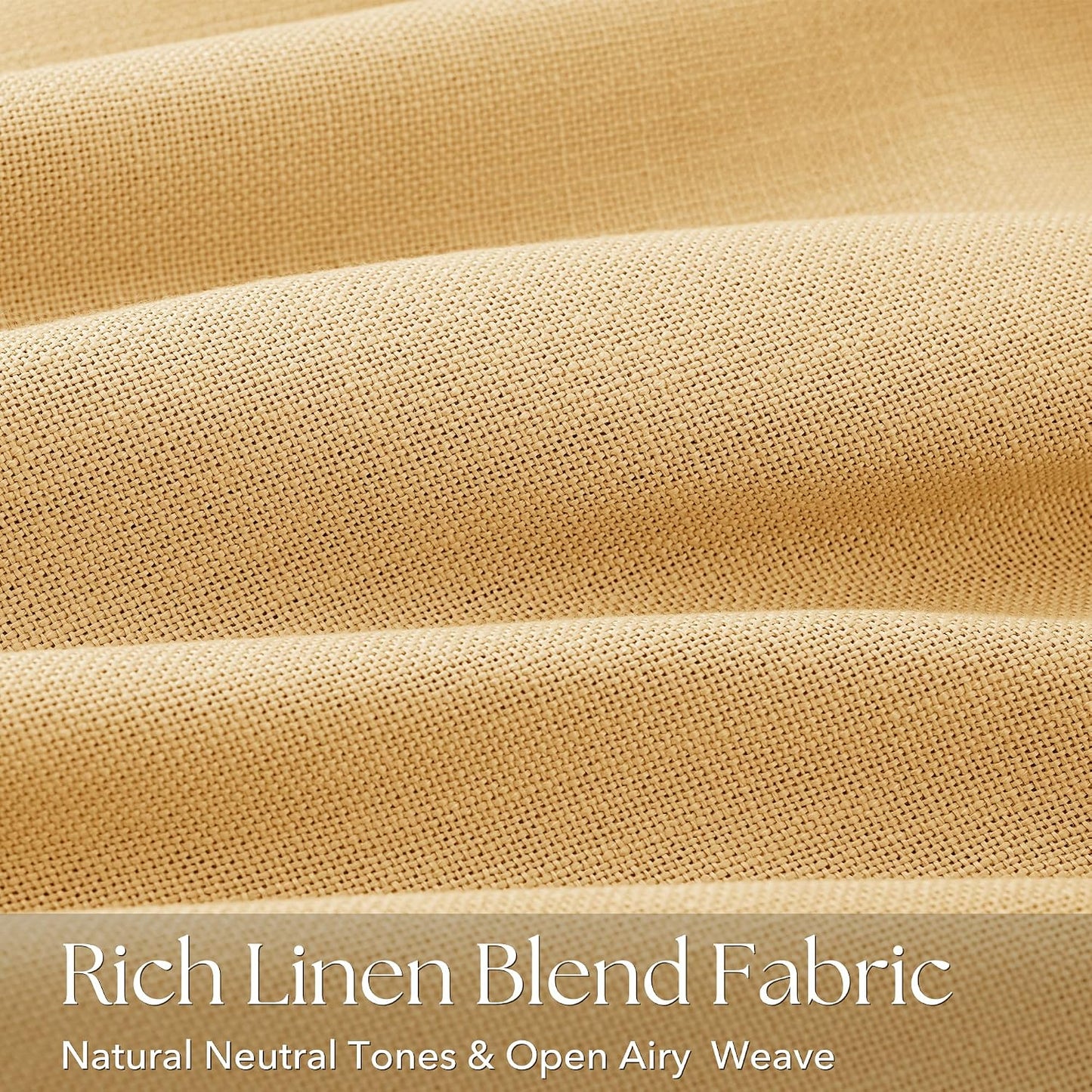 Pinch Pleated Mustard Yellow Linen Curtains 84 inches Long for Living Room 2 Panel Set Light Fitering Semi Sheer Yellow Window Curtain Pleat with Hooks Rustic Farmhouse Bedroom Drapes Length 84"