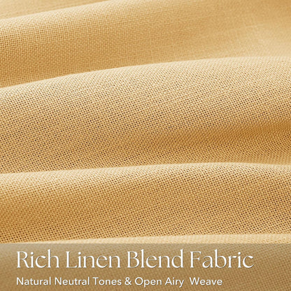 Pinch Pleated Mustard Yellow Linen Curtains 84 inches Long for Living Room 2 Panel Set Light Fitering Semi Sheer Yellow Window Curtain Pleat with Hooks Rustic Farmhouse Bedroom Drapes Length 84"