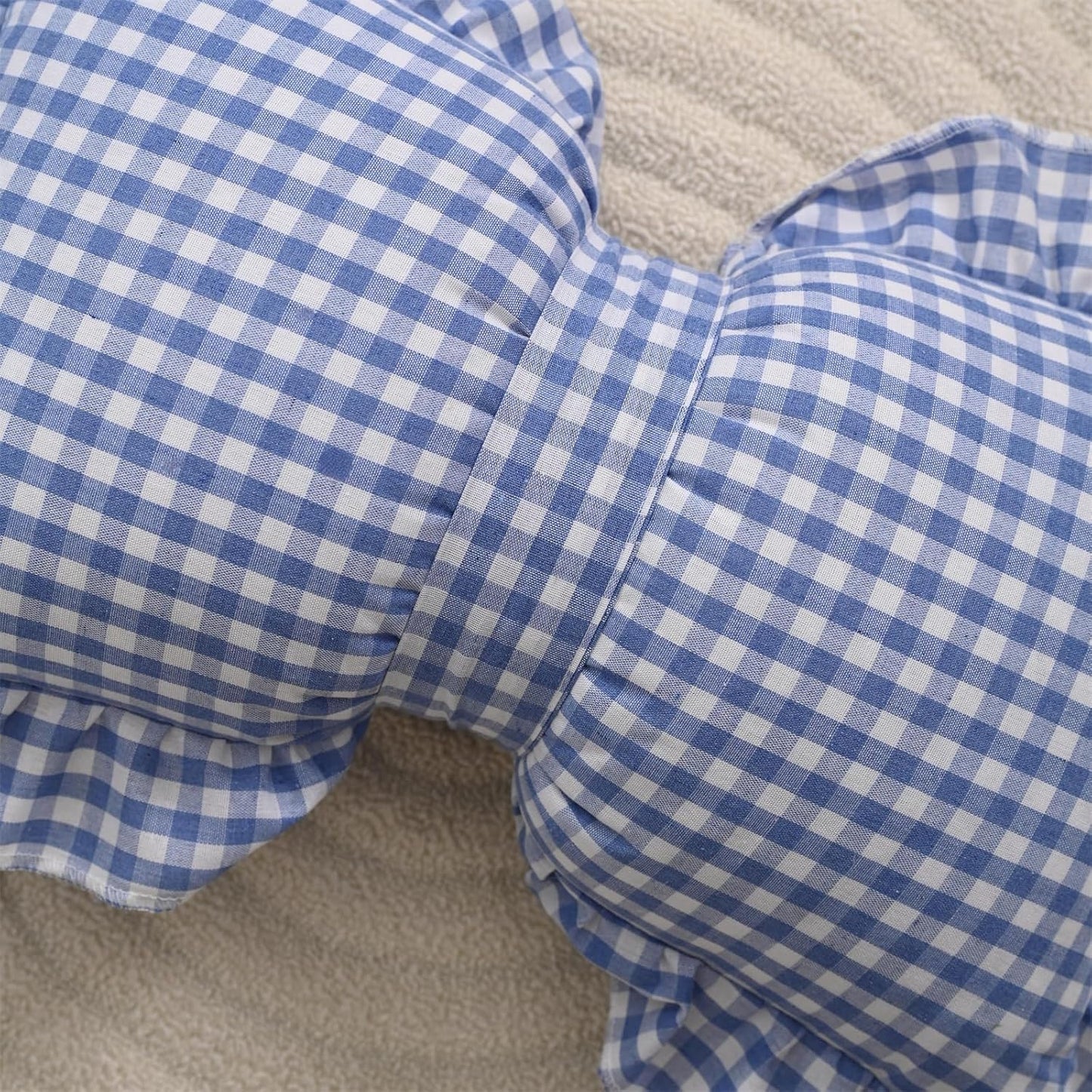 12" X 20" Yellow Checkered Bow Throw Pillow Bowknot Shaped Home Decorative Backrest Pillow Gingham Bowknot Cushion for Sofa Car Couch Bed Living Room Bedroom