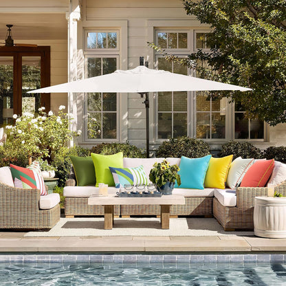 Phantoscope Pack of 2 Outdoor Waterproof Throw Pillow Covers with Contrast Piping, Decorative Square Cushion Case Patio Pillows for Couch Tent, Lemon Yellow 12x20 inches