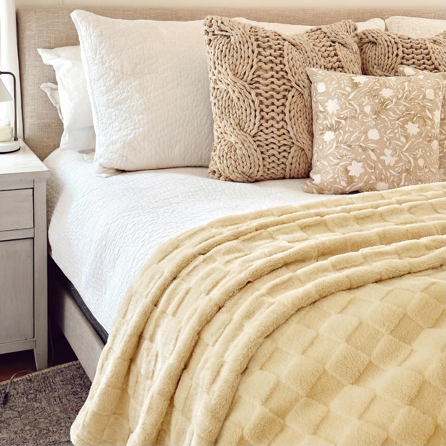 Bedsure GentleSoft Yellow Throw Blanket for Couch - Checkered Fleece Blankets Gifts for Kids Girls, Cute Soft Cozy Throw for Bedroom Butter Yellow Home Decor Gifts, 50x60 Inches