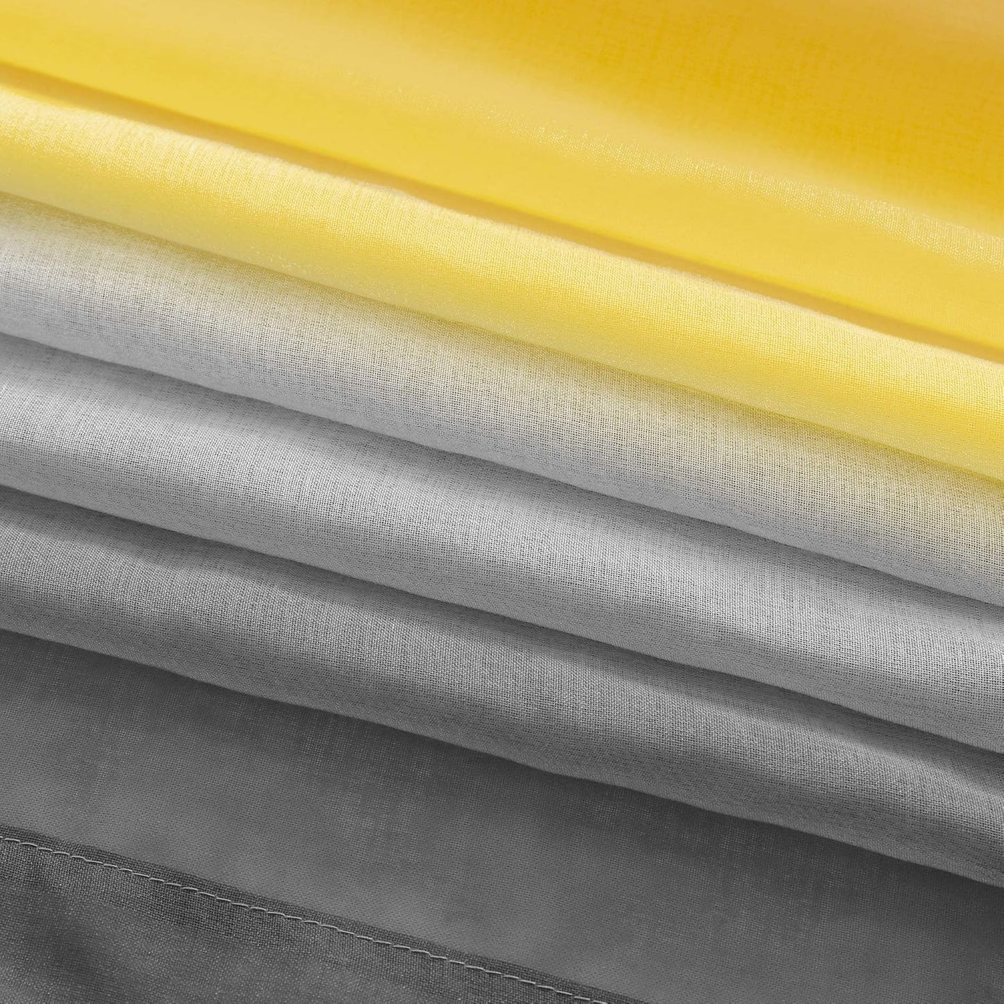 Mrs.Naturall Yellow Sheer Curtains 84 Inches Long for Living Room, Summer Ombre Patterned Voile Curtains for Bedroom Dining Room, Bright Yellow and Grey Gray