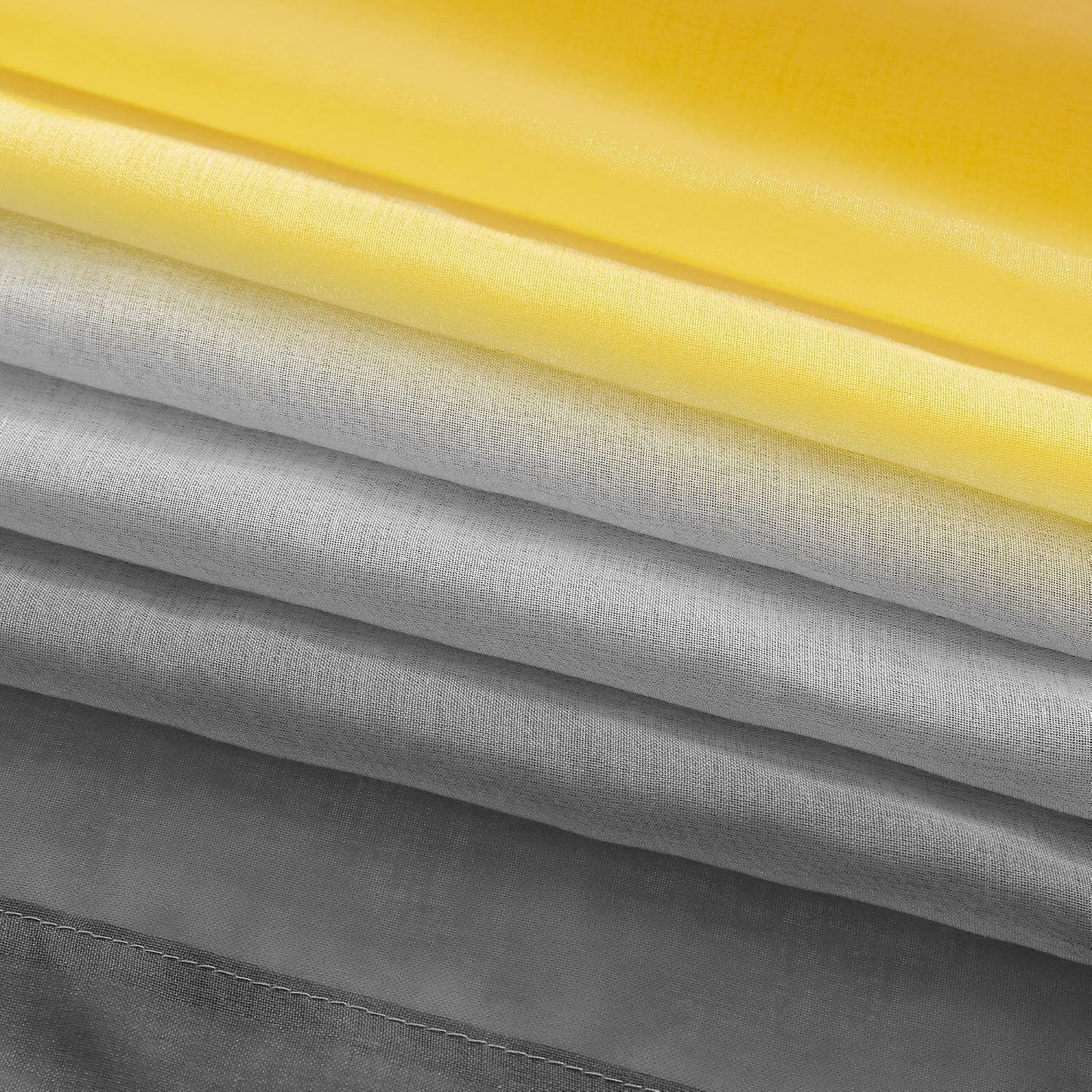Yellow and Grey Curtains for Bedroom Set of 1 Panel Pole Pocket Faux Linen Semi Sheer Drapes Ombre Voile Curtains for Living Room Dining Room Girls Bedroom 52 x 63 Inch Length Yellow and Gray