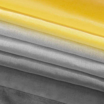 Yellow and Grey Curtains for Bedroom Set of 1 Panel Pole Pocket Faux Linen Semi Sheer Drapes Ombre Voile Curtains for Living Room Dining Room Girls Bedroom 52 x 63 Inch Length Yellow and Gray