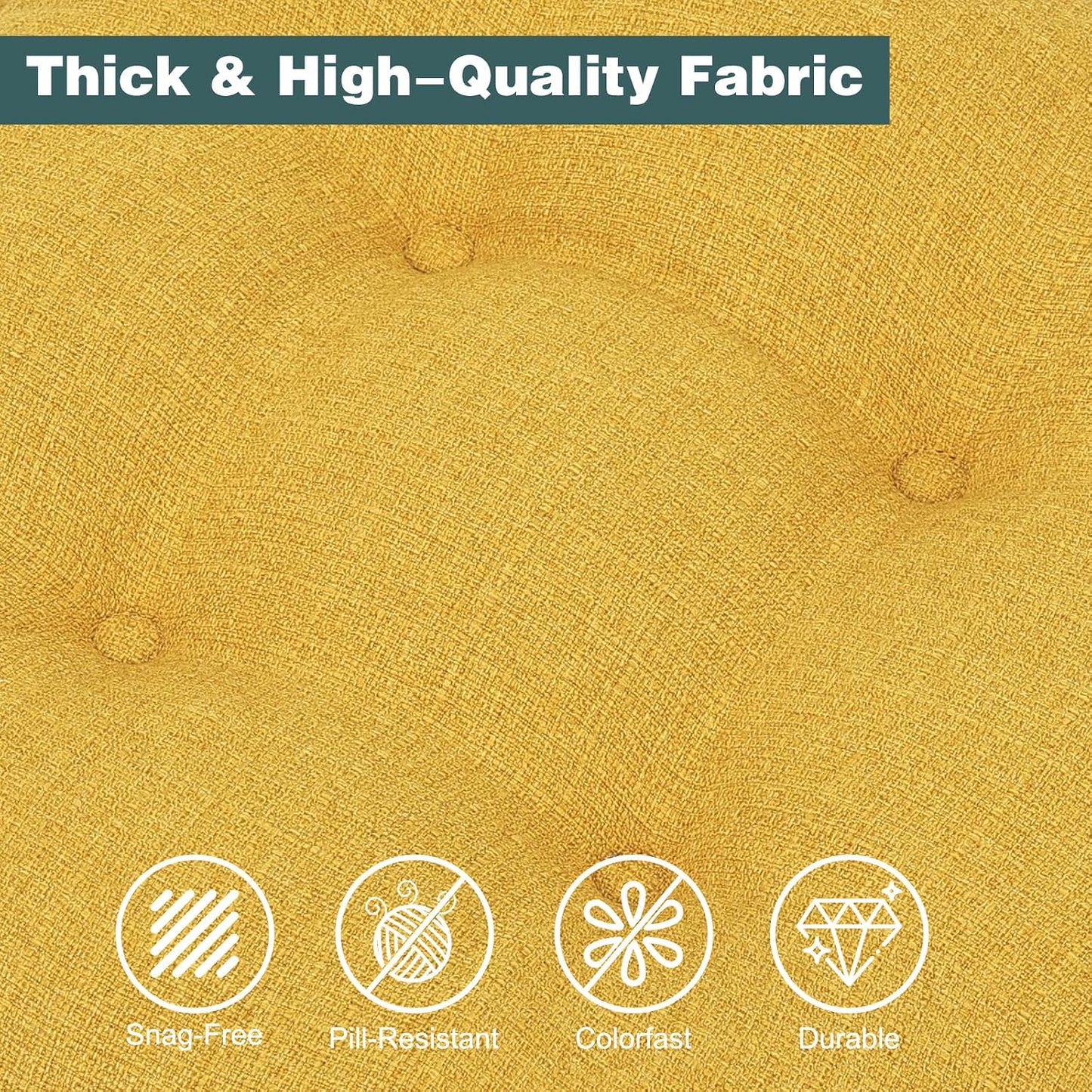baibu Set of 6 Dining Chair Cushions, Dual-Layer Patent Design Memory Foam Kitchen Chair Cushions, Non-Slip Seat Pads with Ties, 16.5 x 16.5 x 3.5in, 6 Pack, Yellow