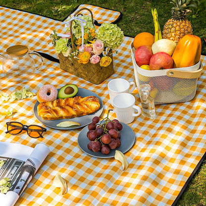 80" x 120" Sandproof Waterproof Picnic Blanket, Beach Mat for Outdoor Camping Hiking Park, Portable with Tote Bag, Non-Stick Sand & Grass, Foldable for Indoor Outdoor Use (Yellow)