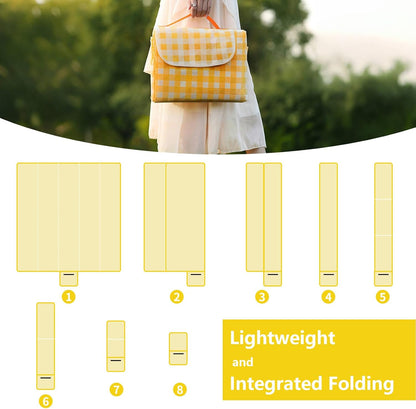 80" x 120" Sandproof Waterproof Picnic Blanket, Beach Mat for Outdoor Camping Hiking Park, Portable with Tote Bag, Non-Stick Sand & Grass, Foldable for Indoor Outdoor Use (Yellow)