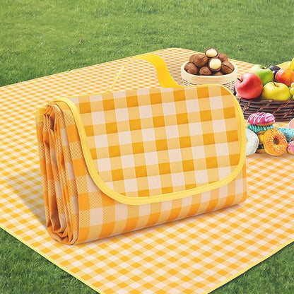 80" x 120" Sandproof Waterproof Picnic Blanket, Beach Mat for Outdoor Camping Hiking Park, Portable with Tote Bag, Non-Stick Sand & Grass, Foldable for Indoor Outdoor Use (Yellow)